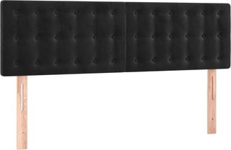vidaXL Cabecero Con Led De Terciopelo Negro 144x5x78/88 Cm Vidaxl