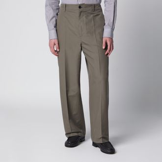 Bottega Veneta Pantaloni a gamba ampia in cotone color acciaio