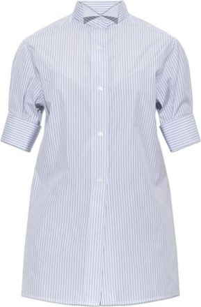Maison Margiela Overhemden, Dames, Blauw, S, Katoen, Korte Mouw Shirt