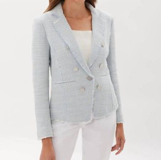 ECRU Plaid Fitted Blazer In Blue/white
