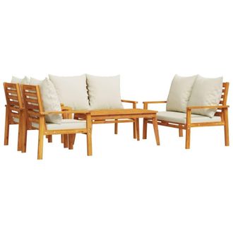 Berkfield Home 5 Piece Garden Lounge Set with Cushions Solid Wood Acacia in Brown