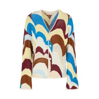 Marni Cardigans, male, Multicolor, Size: L Cotton Crochet-Effect Cardigan