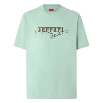 Ferrari T-Shirts, male, Green, Size: XL Cotton T-shirt