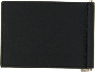 Saint Laurent Mens Black Calfskin Money Clip Accessory