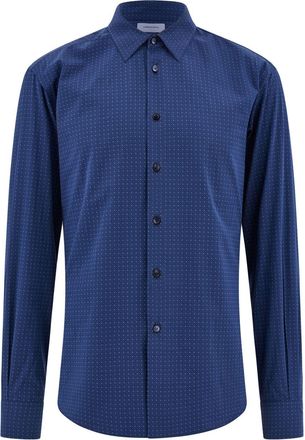 Ferragamo geometric-print shirt - men - Cotton - 44 - Blue