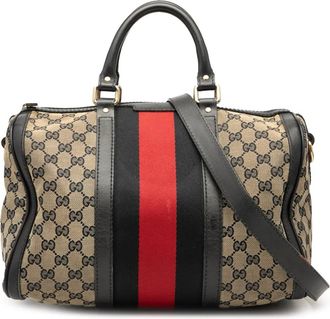 Gucci Borsa a tracolla Joy Boston media in tela GG con decorazione Web 2000-2015 - Marrone