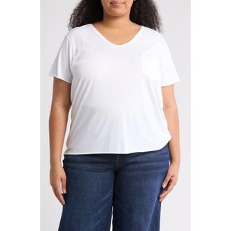 Caslon Rolled Burnout Top in White at Nordstrom Rack, Size 2X