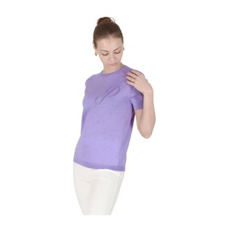 Dee Ocleppo T-Shirts, female, Purple, Size: S Cashmere Short Sleeve Pullover Sweater