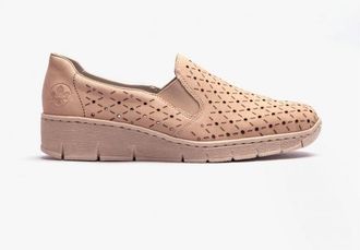 Rieker Womens 53795-60 Ladies Slip-On Trainers Beige - Size UK 7.5