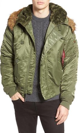 Alpha Industries N-2B Short Hooded Parka in Sage Green at Nordstrom, Size Xx-Large
