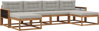 vidaXL Conjunto De Sof&aacute;s De Exterior 6 Uds. Natural Y Gris Claro Vidaxl