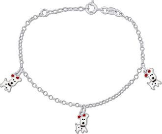 Amour White Dog Charm Bracelet in Sterling Silver