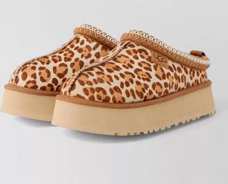 UGG platform mules cow hair animal print