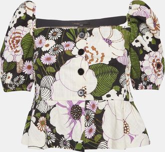 Maje Multicolor Floral Print Cotton Buttoned Blouse