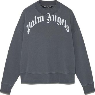 Palm Angels GD Curved Logo Crew Grey White PMBA026F21FLE0041001