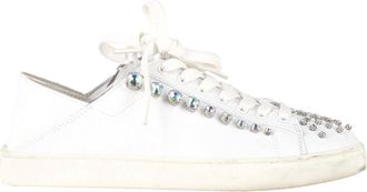 Stuart Weitzman Goldie Shine Convertible Sneakers in White Leather