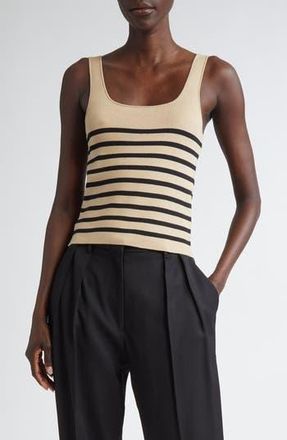 Altuzarra Stevie Stripe Silk & Cotton Sweater Tank in Hazelwood/Black at Nordstrom Rack, Size X-Large