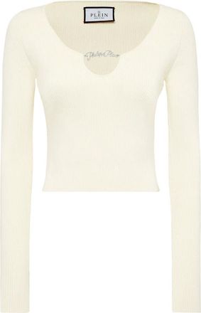 Philipp Plein Tops, Dames, Wit, L, Polyester, Crop Top