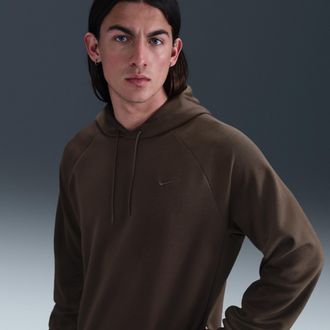 Nike Mens Primary Fleece Dri-FIT UV Pullover Performance Hoodie in Brown | FZ0969-237