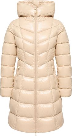 Moncler Moncler Marusse Hooded Mid-length Down Jacket, Women, Beige, Size: 00