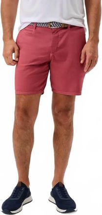 Johnnie-O Nassau Cotton Blend Shorts In Washed Red