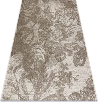 RugsX Rugsx - Alfombra De Cuerda Sisal Floorlux 20491 Flores Color Champagne/gris Oscuro Beige 160x230 Cm