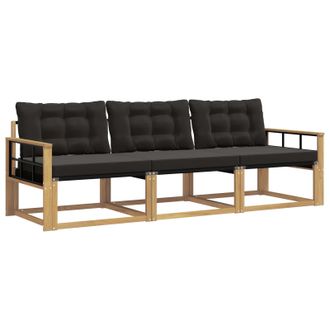vidaXL Conjunto De Sof&aacute;s De Exterior Con Coj&iacute;n 3 Pcs Blanco Y Negro Vidaxl
