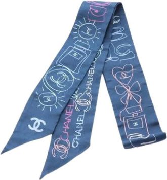 Chanel Pre-owned Scarf - Dames - Vintage Accessoires - Blauw - ONE Size - Vintage