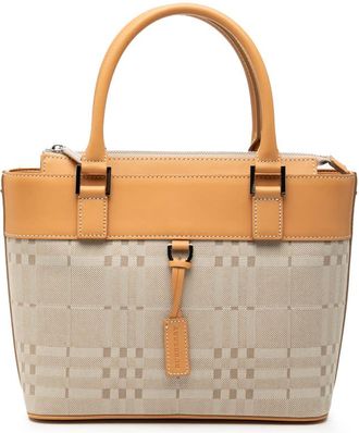 Burberry Pre-owned Burberry Leather Trimmed Tonal Check Canvas Handbag Ladies JFWXHQFDX7NZDKS0