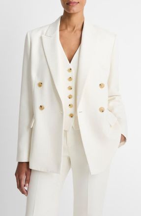 Vince Tailored Double Breasted Blazer in Off White at Nordstrom, Size 6