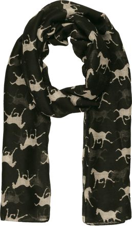 World of Shawls Horse Print Design Ladies Girls Scarf Scarves Shawl Wrap Maxi Sarong (Black)