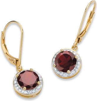 Palm Beach Jewelry 3.21 TCW Genuine Garnet and Diamond Accent Gold-plated Sterling Silver Earrings
