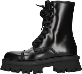 Ferragamo Kira Enkellaars - Dames - Veterlaarzen - Zwart - 36 EU - Leer - Schoenen