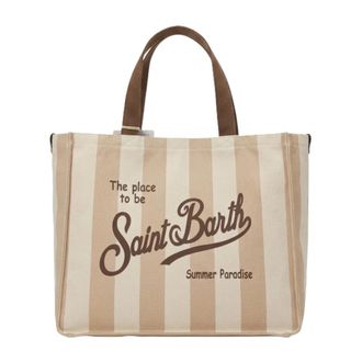 MC2 Saint Barth Tote Bags, female, Beige, Size: ONE SIZE Essential Canvas Bag With Shoulder Strap