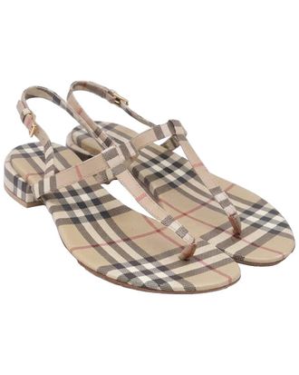 Burberry Womens Coated/Waterproof Canvas Emily Check Sandal (Authentic Pre- Loved)
