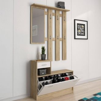 Dmora Mobile Da Ingresso - Specchio Incluso Appendiabiti, Bianco, -, 100x25.5x190h Cm Paysandu