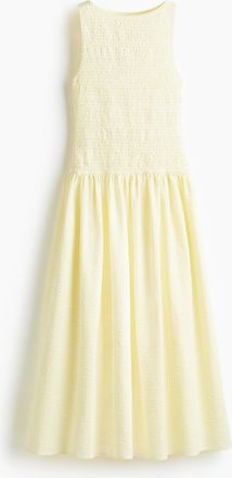 H&M Gesmoktes Kleid aus Seersucker - Hellgelb
