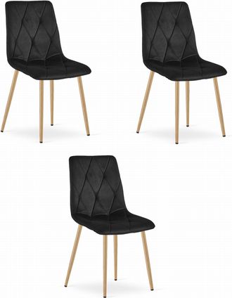 OEM Silla Libra - Terciopelo Negro / Patas Color Madera X 3