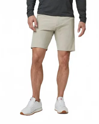 Vuori Clothing Aim Elastic Waist Shorts In Khaki Linen Texture
