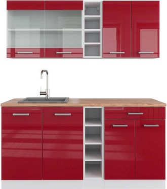 Vicco Cocina Vers&aacute;til R-line, Burdeos Brillo Intenso/blanco, 160 Cm, Et Roble, Vicco