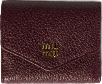 Miu Miu Portafoglio piccolo con placca logo - Rosso