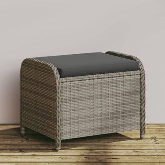 vidaXL Vidaxl - Taburete De Jard&iacute;n Con Coj&iacute;n Rat&aacute;n Sint&eacute;tico Gris 58x46x46 Cm