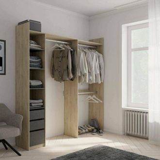 Dmora Dmora - Gran Armario Battuda, Muebles De Dormitorio, Vestidor, Armario De Ropa, 200x44 H218 Cm, Roble