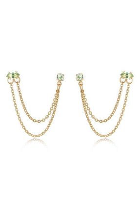 Ettika Double Piercing Chain Drop Earrings in Apple Green at Nordstrom