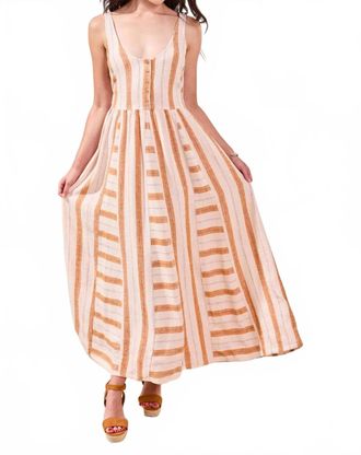 Tribal Striped Maxi Dress In Sahara Beige