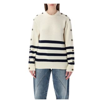 J.W.Anderson Buttoned Sleeve Breton Jumper - female - JW Anderson - Round-neck Knitwear - Beige - M - Knitwear
