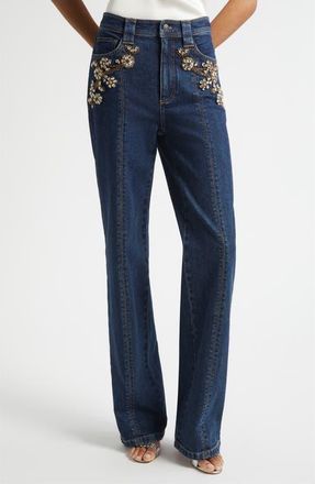 Cinq &agrave; Sept Crystal Ivy Embellished Jeans in Fontaine Multi at Nordstrom, Size 10