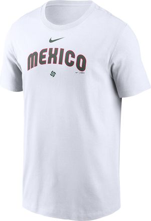Nike Mexico National Baseball Team 2026 World Baseball Classic Wordmark Nike Mens T-Shirt in White | N19910AWBX-NDZ