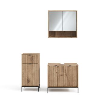 Vicco Conjunto De Muebles De Ba&ntilde;o Eliza, Roble Vikingo, 3 Piezas, Con Armario Midi, Vicco