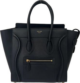 Celine Black Leather Handbag Tote Bag (Pre-Owned)